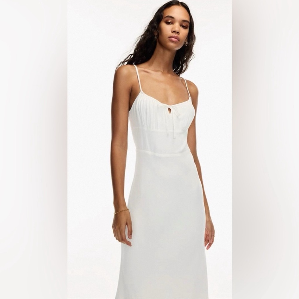 NWT Aritzia Wilfred Bellow Midi Dress - Light Birch white Size 6